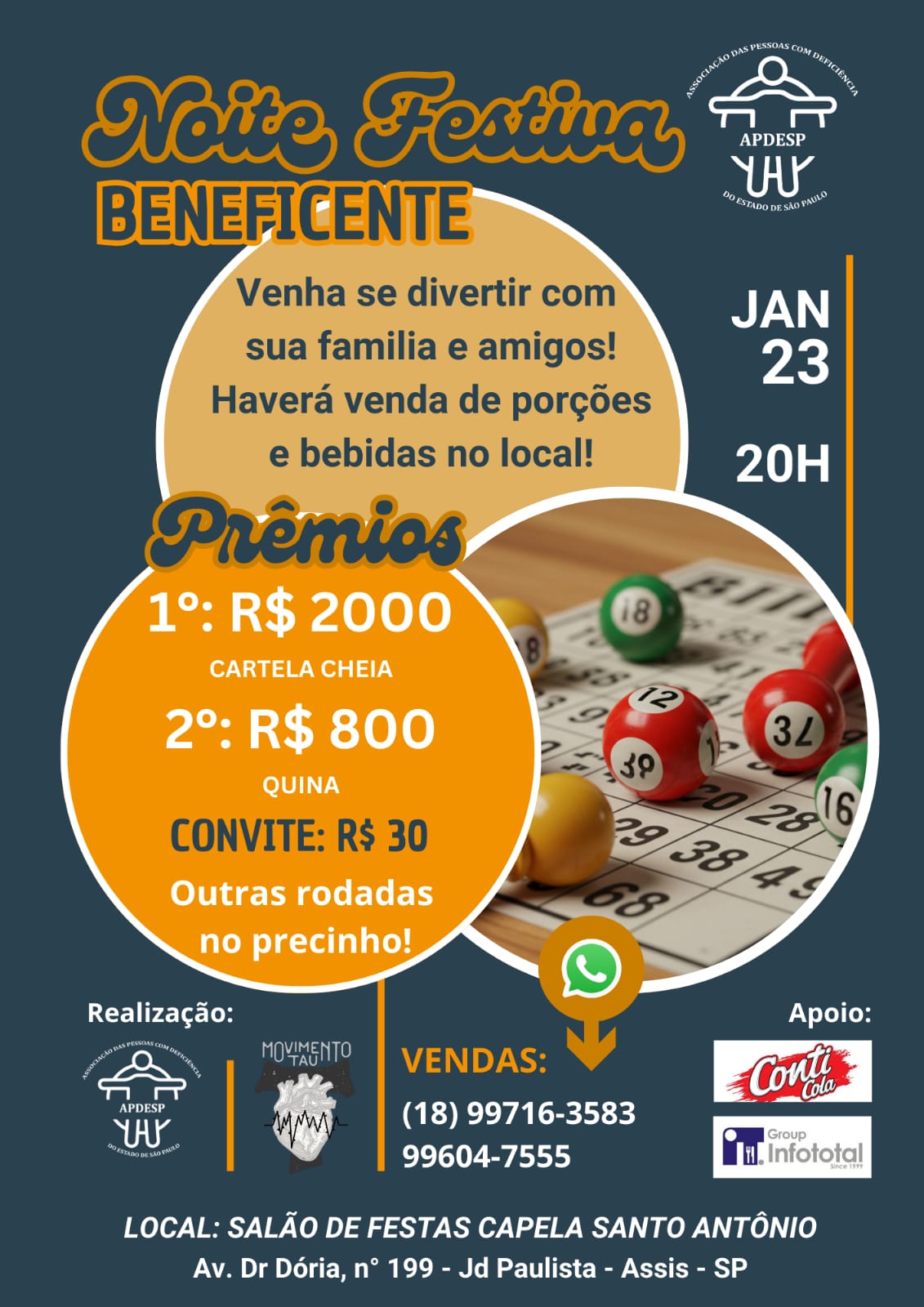 Noite Festiva Beneficente – 23/01/2026